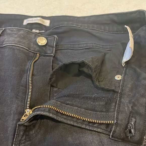 Good American- “Good Legs” Black Distressed Stars & Stripes- Size 14/32 - Picture 7 of 11